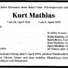 Mathias Kurt 1921-1999 Todesanzeige